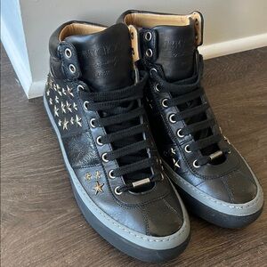 JIMMY CHOO Belgravia' Star Stud Nappa Leather Sneakers